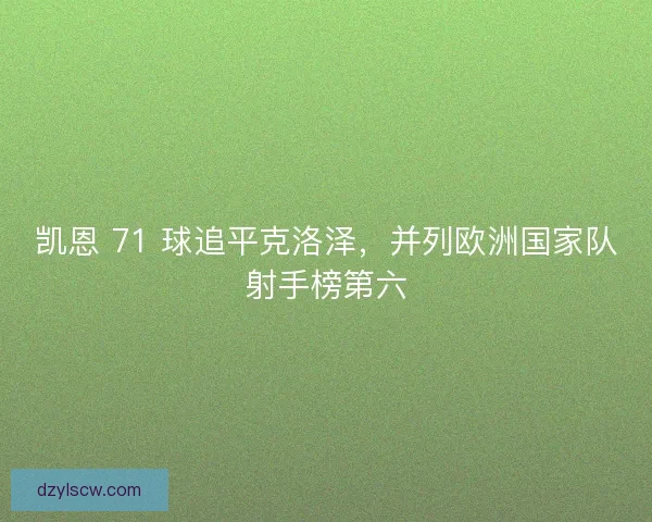 凯恩 71 球追平克洛泽，并列欧洲国家队射手榜第六